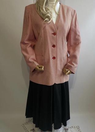 Вінтажний оверсайз жакет піджак блейзер в клітинку подовженого вільного фасону з трояндовими плечами3 фото
