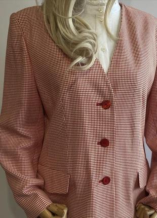 Вінтажний оверсайз жакет піджак блейзер в клітинку подовженого вільного фасону з трояндовими плечами2 фото