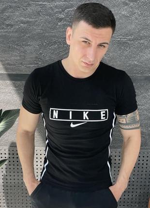 Мужская чёрная футболка nike чоловіча чорна футболка найк nike
