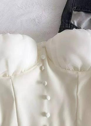 Белый топ блуза корсет с шифоновыми прозрачными рукавами2 фото