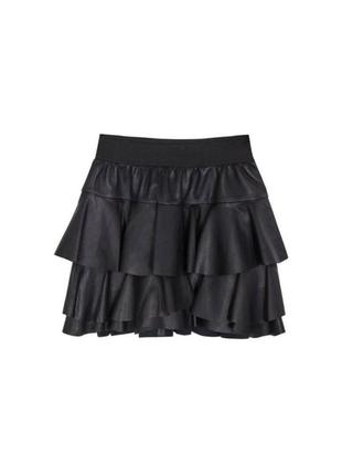 100% кожаная короткая юбка с воланами оборками designer remix charlotte eskildsen