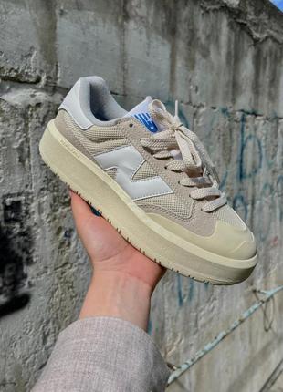 Кроссовки женские new balance ct302 beige white logo