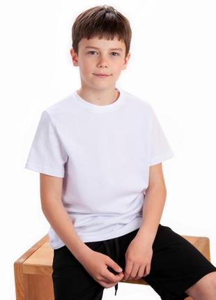 Базова біла однотонна футболка для хлопців підлітків
