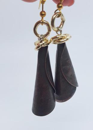 Итальянские дизайнерские длинные сережки серьги в форме конуса подарок маме девушке жене