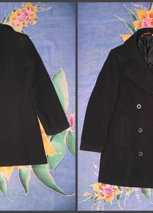 Двобортна модель приталеного крою темно синього кольору натуральне пальто від m & s6 фото