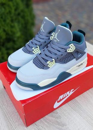 Кроссовки nike air jordan 4 retro grey green3 фото