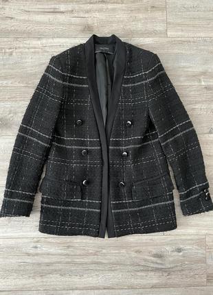 Zara твидовый пиджак блейзер