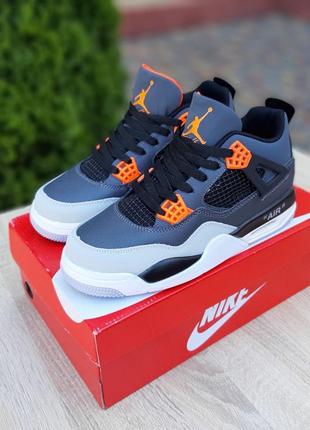 Кроссовки nike air jordan 4 retro grey orange3 фото