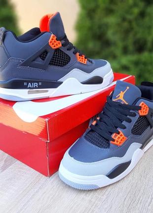 Кроссовки nike air jordan 4 retro grey orange4 фото