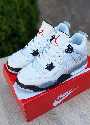 Кроссовки nike air jordan 4 retro white grey black — купить в