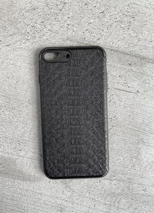 Чохол на iphone 7+, 8+ чорний під шкіру крокодила
