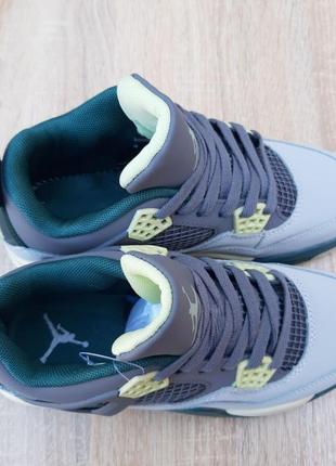 Кроссовки nike air jordan 4 retro grey green7 фото