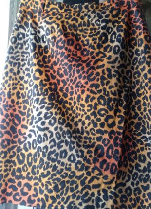 Леопардовая юбка миди котон l/xl