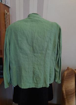 Лен легкий летний жакет пиджак льняной зеленой ххл3 фото