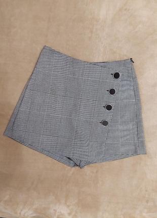 Актуальная трендовая юбка шорты в клеточку stradivarius шорты-юбка в клетку в стиле zara bershka h&m