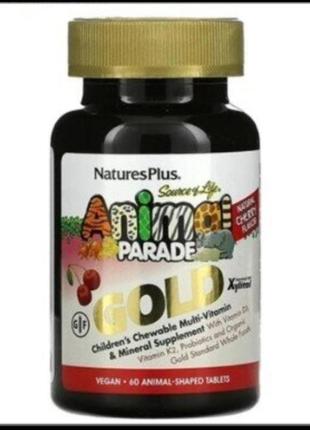 Мультивітаміни для дітей nature's plus animal parade gold 60 жувальних таблеток зі смаком вишні1 фото