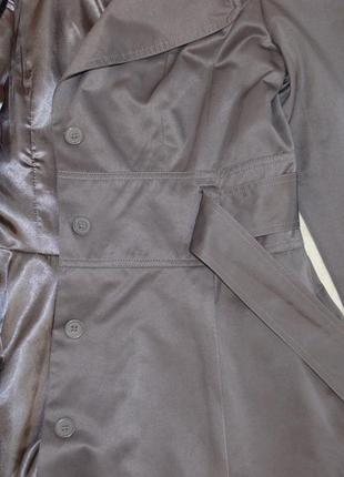 Брендовый серый плащ тренч с поясом и карманами new look коттон этикетка8 фото