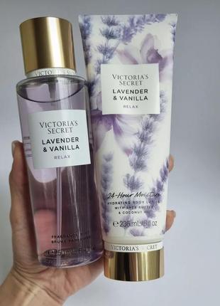 Спрей и лосьон lavender&vanilla виктория сикрет victoria’s secret лосьон для тела мист спрей для тела для волос