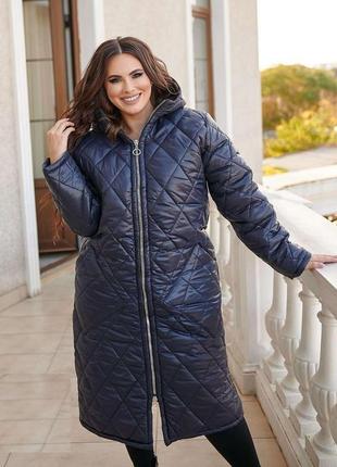 Женское пальто зимнее laura kim синий ромб размер 50/52 set92-332782 р. 50-523 фото