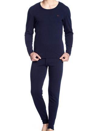 Термобілизна чоловіча septwolves 08036 blue (3xl) однотонна бавовняна зимова з хутряною підкладкою dm_10