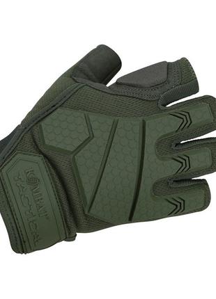 Тактичні військові рукавички kombat uk захисні рукавиці без пальців l оливковий dm_11