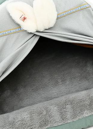 Лежак-будиночок для котів hoopet hy-w2490 green-gray s (k-1493s)3 фото