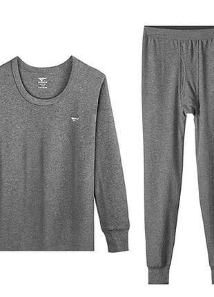 Термобелье мужское septwolves 08001 gray 2xl осенне-зимнее хлопковое эластичное с круглым вырезом dm_11