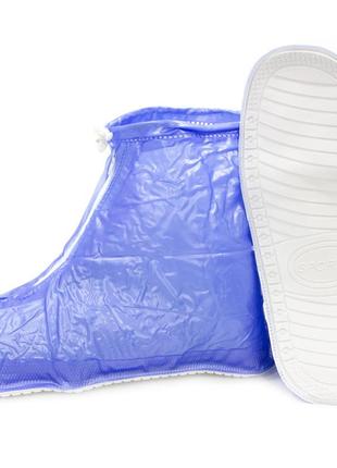 Резиновые бахилы lesko sb-101 синий 26 см на обувь от дождя многоразовые защитные водонепроницаемые (k-224s)3 фото