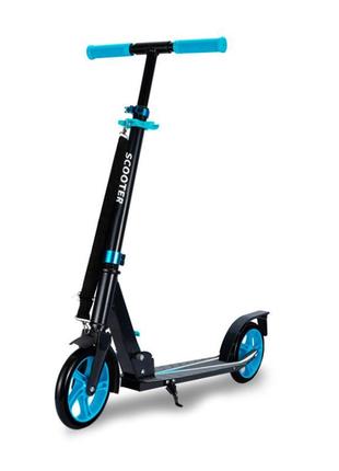 Cамокат scooter 2028 blue для взрослых двухколесный складной большой (k-1988s)