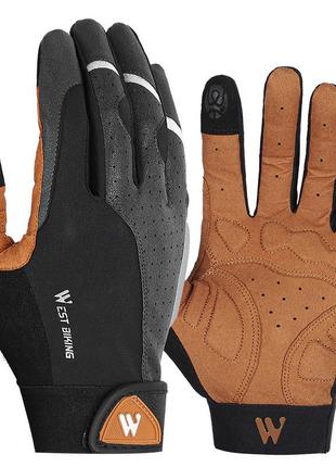 Перчатки с сенсорным откликом west biking 0211197 s brown для фитнеса и велоспорта (k-500s)