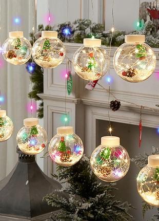 Світлодіодна гірлянда lesko y004 christmas tree 3.5 м кольорове світло новорічна на вікна