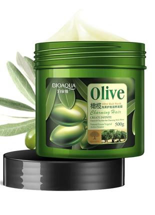 Маска для волосся з оливковою олією bioaqua olive hair mask 500 мл (k-227s)1 фото