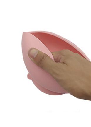 Силіконова тарілка cumeenss ai-2020 pink на присосці з ложкою для дітей (k-256s)4 фото