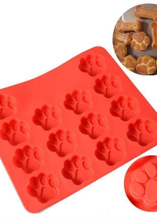 Силиконовая форма cumenss red для выпечки десертов кексов в виде лапок (k-199s)