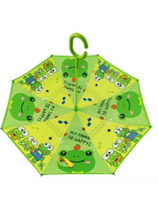 Дитяча парасолька навпаки up-brella frog-green розумний зворотного додавання (k-332s)2 фото