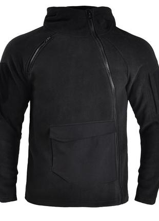 ✓тактическая флисовая кофта han-wild hw021 black 2xl мужская теплая с капюшоном и большим передним карманом
