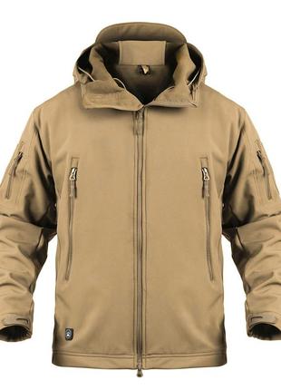 Тактична куртка pave hawk ply-6 sand khaki s чоловіча армійська з флісовою підкладкою та капюшоном ku_22