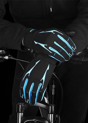 Велосипедные перчатки west biking 0211191 xl blue с закрытыми пальцами спортивные с сенсорным откликом5 фото