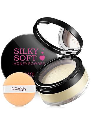 Пудра рассыпчатая bioaqua silky soft honey powder тон №1 natural color 15 г маскирующая освежающая (k-157s)