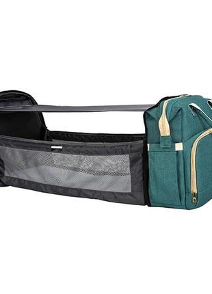 Сумка рюкзак lesko 2 в 1 aquamarine для мам и складная кроватка для малыша портативная городская (k-948s)7 фото