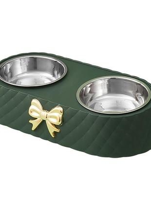 Миска для кішок taotaopets 138817 34 см green подвійна ku_22