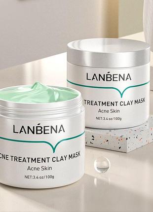 Маска для лица от прыщей lanbena acne treatment clay mask 100 г лечебная ku_223 фото