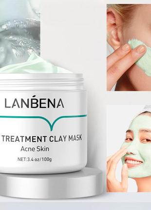 Маска для лица от прыщей lanbena acne treatment clay mask 100 г лечебная ku_227 фото