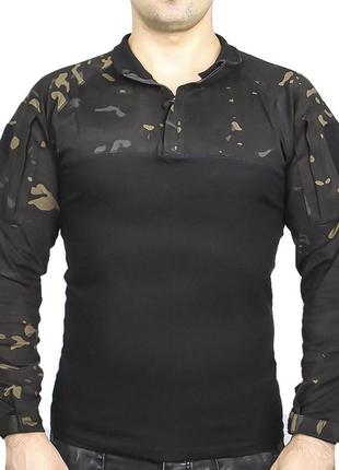Рубашка тактическая убокс pave hawk ply-11 camouflage black 2xl мужская с разрезами под налокотники taktical