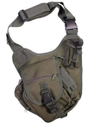 Сумка тактична на плече польова kombat uk для спецслужб tactical shoulder bag 7л оливкова (opt-14981) ek-77