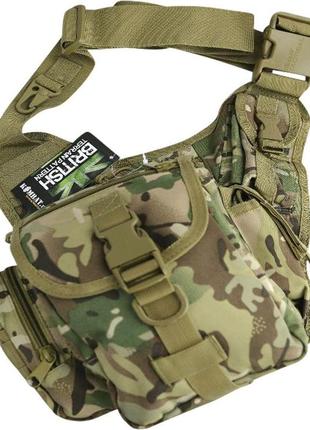 Сумка тактична на плече польова kombat uk для спецслужб tactical shoulder bag 7л мультикам (opt-14981) ek-77