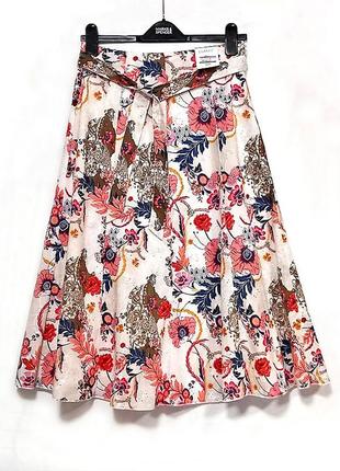 Новая шикарная юбка с прошвой в цветочный принт 100% cotton marks & spencer