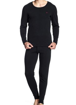 Термобелье мужское septwolves 08036 black (3xl) однотонное холодостойкое зимнее с круглым вырезом dm_10