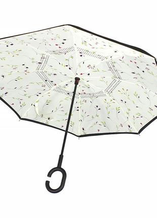 Зонт наоборот lesko up-brella цветок четырехцветный женский зонтик от дождя ветра непромокаемый (k-269s)