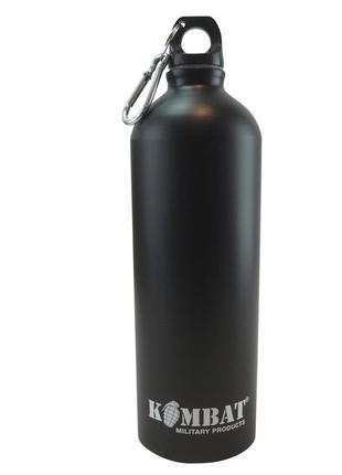 Фляга тактическая армейская алюминиевая kombat uk всу (всу) aluminium water bottle 1000ml черный ku_22